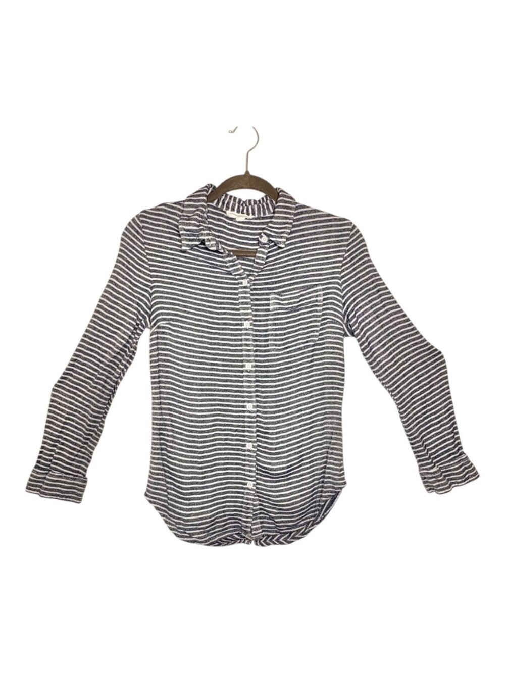 BeachLunchLounge Blue Stripe Button Down Coastal Nautical Boho Small